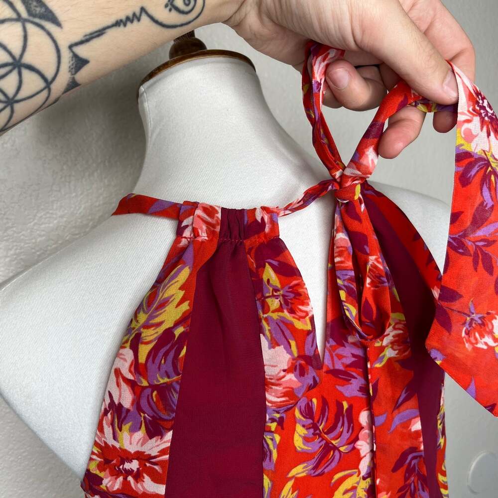 ModCloth Floral Halter Neckline Maxi Chiffon Dress - Picture 4 of 10